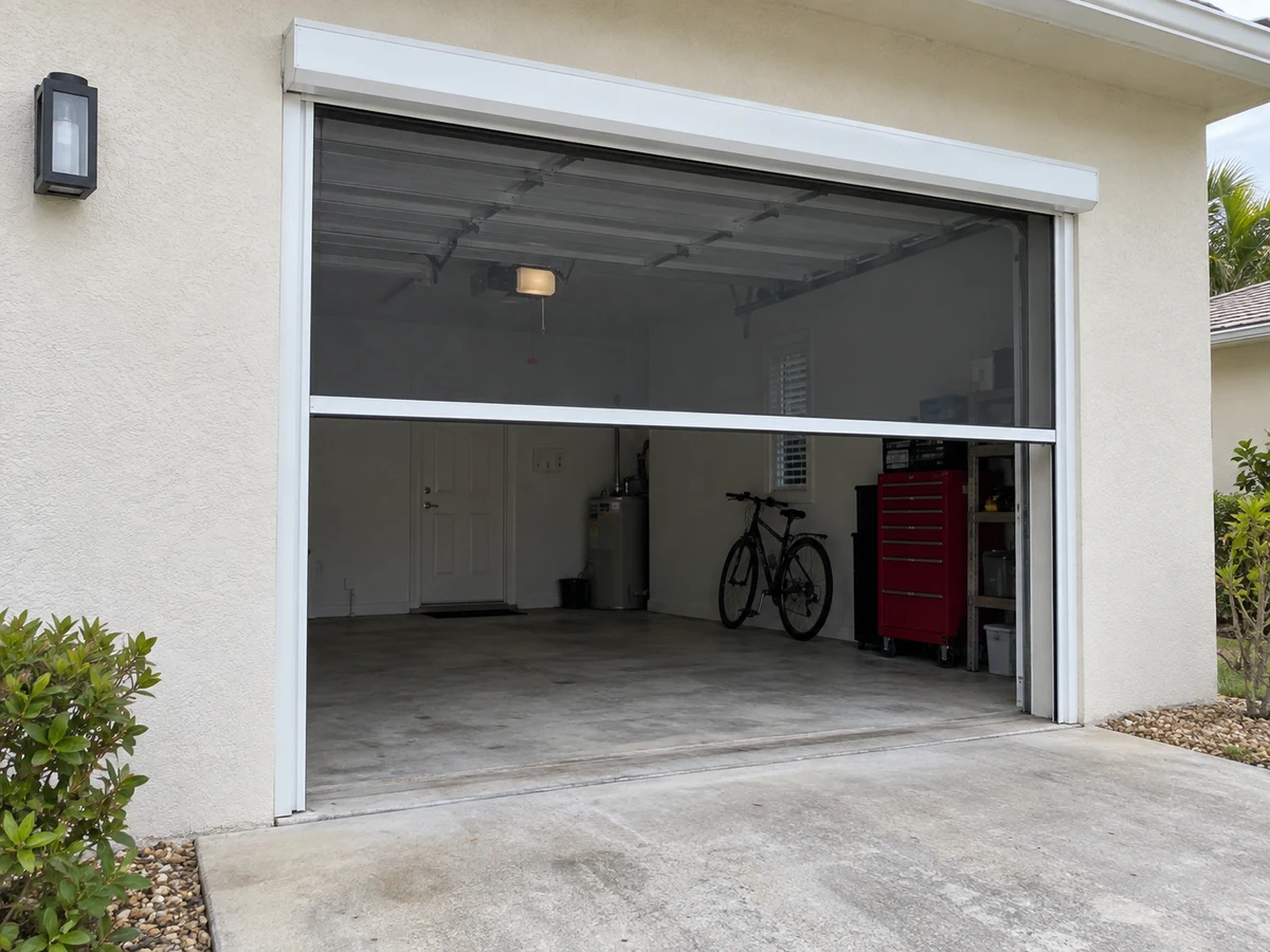 Motorized Garage Screens example